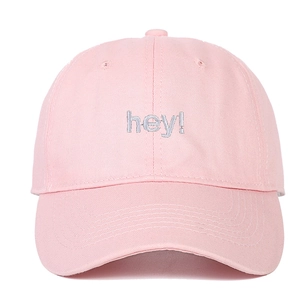 Casquette de baseball rose en coton avec broderie hey et visière incurvée pour le sport