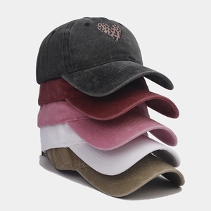 Baseballkappe Aus Gewaschener Baumwolle Mit Leopard Herz Print Retro Verstellbare Dad Hat Für Damen Herren Outdoor Streetwear Mode
