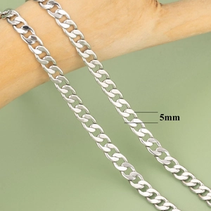 5mm silver-plated flattened O-link chain made of stainless steel for DIY jewelry making