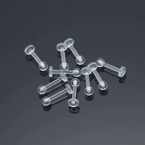 Transparent acrylic labret stud set for piercing, minimalist lip and ear cartilage jewelry