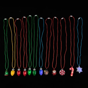 Set of 13 colorful glowing LED Christmas necklaces with Santa and snowflake pendants