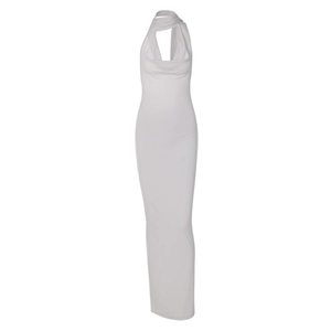 Robe blanche moulante dos nu avec fente latérale pour femmes élégantes printemps 2026