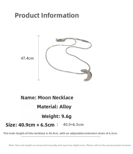 Detailed view of silver moon choker necklace with adjustable alloy chain and clasp