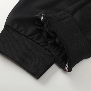 Men's straight casual sports trousers with thick thermal lining and ribbed cuff details