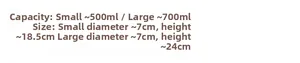 Size chart for shaker bottle showing 500ml and 700ml capacities and dimensions