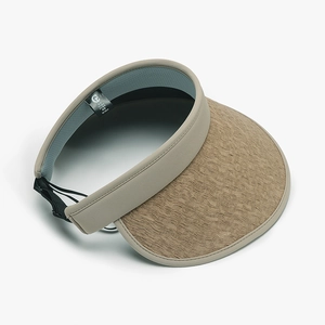 UV protection straw sun visor hat with wide brim and adjustable beige headband