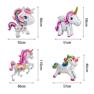 3D standing cartoon unicorn aluminum foil balloons in various sizes for birthday party decor