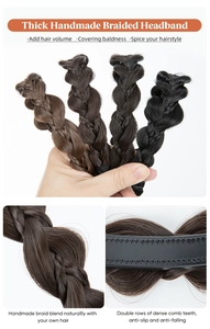 Detail showing thick handmade braided headbands with non-slip double row comb teeth