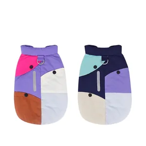 Windproof color-block dog vest with D-ring harness and reflective strip for small pets