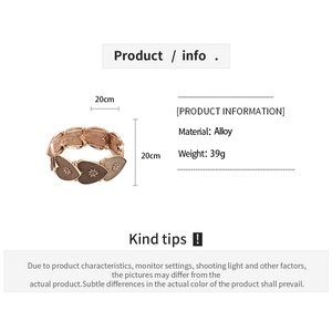 Detailed size chart of the retro alloy heart stretch bracelet showing 20cm length