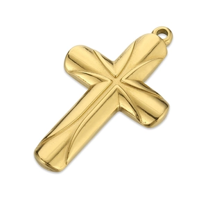 Polished gold stainless steel cross pendant necklace charm for DIY jewelry design