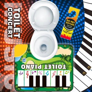 U-shaped toilet piano keyboard mat set with musical notes and do not disturb door sign
