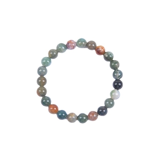 Handmade 8mm natural stone beaded bracelet with multi-color lava and agate gemstones
