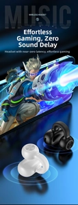 Macro view of clip-on wireless earbuds with ergonomic U-shaped design for low latency gaming