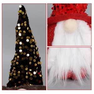 Lighted Christmas gnome ornaments with sequined hats and long plush white beards