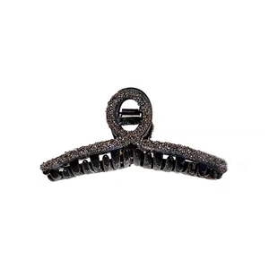 Sparkling rhinestone shark hair claw clip in glossy black finish for elegant hairstyles