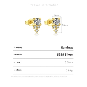 Detailed size specifications of S925 sterling silver three-petal flower stud earring