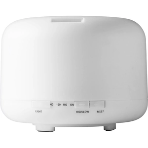 Minimalist 500ml ultrasonic humidifier and aromatherapy diffuser in matte white finish