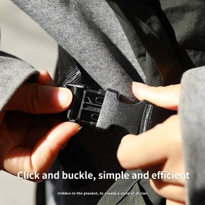 Waterproof nylon apron with adjustable black plastic buckle and durable webbing detail