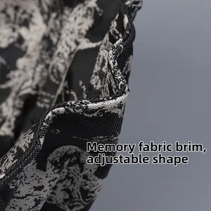 Detail of sun hat brim with memory silk for shapeable styling in vintage fabric