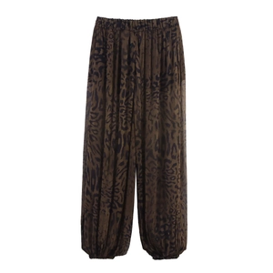 Dames lantaarnbroek met luipaardprint, elastische taille en stijlvolle losse pasvorm
