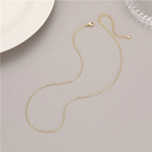 Classic 1.5mm golden minimalist O-chain necklace with adjustable lobster clasp