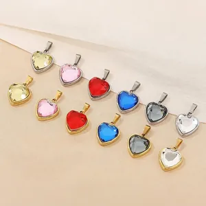 Herz Anhänger Halskette Edelstahl 18K Vergoldet Kristall Zirkon Elegant Mode Schmuck Für Damen