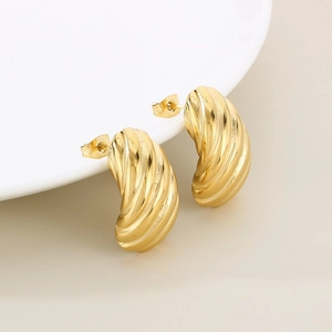 Boucles d'oreilles créoles croissant en acier inoxydable doré 18 carats pour femme