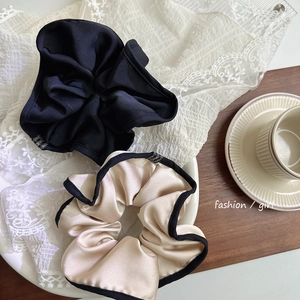 Chouchous En Satin Surdimensionnés Fait Main Style Français Bordure Contrastée Élastiques Accessoires Cheveux Femmes