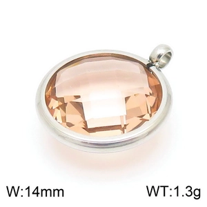 Detail of 14mm champagne gemstone pendant with silver setting weighing 1.3g