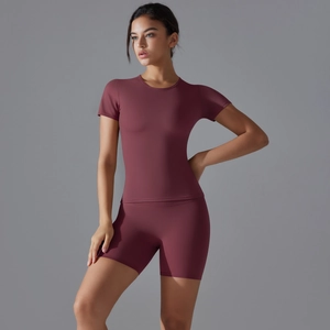 Détails de l'ensemble de yoga séchage rapide haute élasticité avec haut et short taille haute