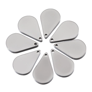 Set of eight polished stainless steel teardrop charms for jewelry making DIY