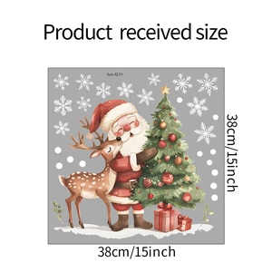 Christmas window sticker set with Santa Claus and reindeer theme, 38cm size display