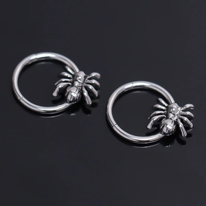 Punk Stainless Steel Spider Hoop Earrings Gothic Animal Stud Earrings For Men Women Silver Color Spider Jewelry For Daily Party