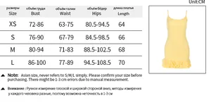 Size chart showing bust, waist, and hip measurements for ruffled backless mini dress