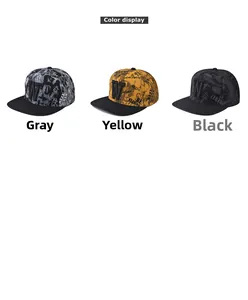 Détails des casquettes hip-hop à visière plate avec broderie W en trois couleurs graffiti