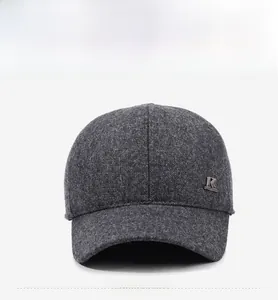 Front view of a charcoal gray wool baseball cap with a subtle metallic R logo on the side