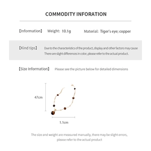 Detailed size specifications for the vintage tiger's eye beaded copper necklace