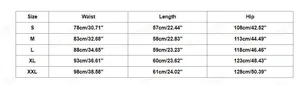 Detailed size chart for men's ripped slim denim shorts including waist and hip measurements