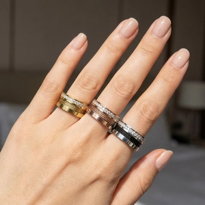 Roman numeral wire ring with crystal inlay in gold rose gold and silver colors