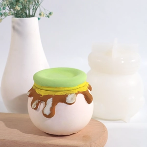 DIY silicone mold for round honey jar jewelry storage box with lid for resin casting