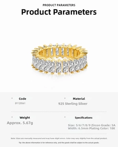 Detail specifications of 925 sterling silver ring with 5A step-cut cubic zirconia