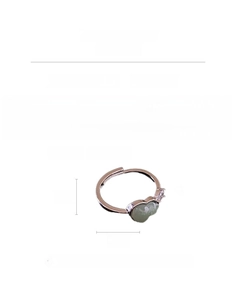 Detailed size chart for vintage copper ring with green zircon and gourd-shaped design
