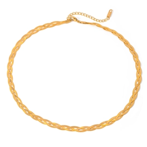 18k gold plated stainless steel braided snake chain necklace for women in circular layout