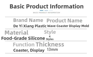 Detailed specs for wave coaster epoxy resin molds made of 13mm food-grade silicone