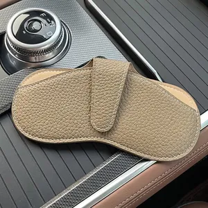 Sunglasses Case Portable Litchi Grain Leather Eyeglasses Bag Protective Sleeve Pressure Resistant Car Interior Accessory