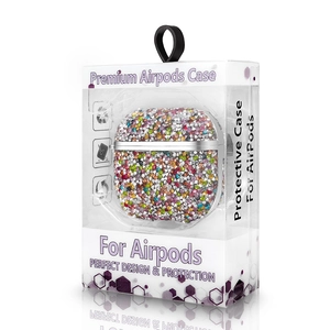 Sparkling multi-color crystal rhinestone case for AirPods 4 and Pro 2 in retail packaging