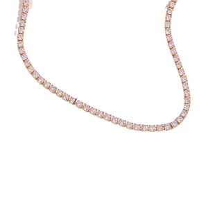 Classic rose gold tennis necklace with sparkling white round-cut cubic zirconia crystals