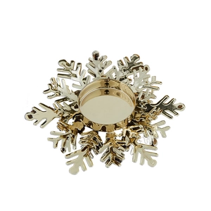 Porte-bougie chauffe-plat en métal doré en forme de flocon pour décoration de Noël