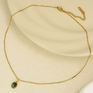 Collier en acier inoxydable 304 avec pendentif ovale en ormeau sur platine